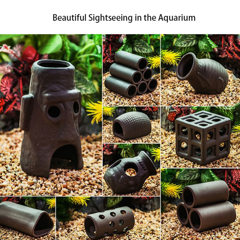 Ceramic Aquarium Decoration Fish Shrimps Shelter House Pottery Scorpion House Canister Simulation Stone Fish Tank Decor Great