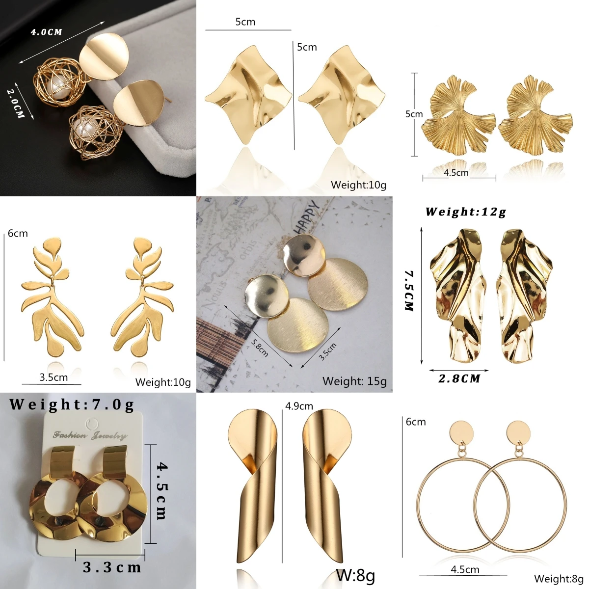 Korean Metal Earrings 2025 For Women Round Geometric Statement Vintage Gold Color Stud Earrings Fashion Jewelry Earring