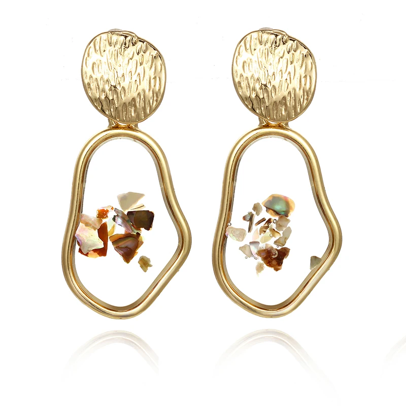 Korean Metal Earrings 2025 For Women Round Geometric Statement Vintage Gold Color Stud Earrings Fashion Jewelry Earring