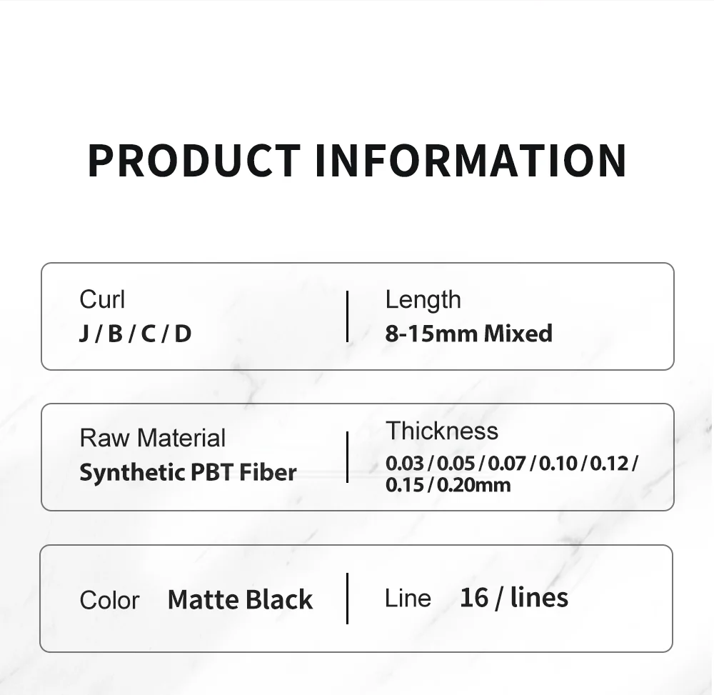 NATUHANA Mink Lashes Mix 8~15 mm 16 Lines Handmade Korean Pbt Eyelash Extension Natural Soft Faux Lash Extension Supplies Makeup