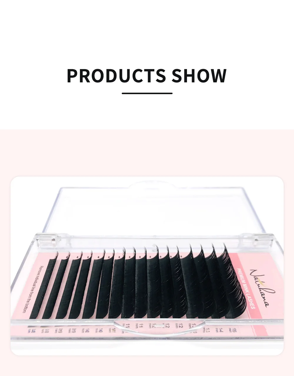 NATUHANA Mink Lashes Mix 8~15 mm 16 Lines Handmade Korean Pbt Eyelash Extension Natural Soft Faux Lash Extension Supplies Makeup