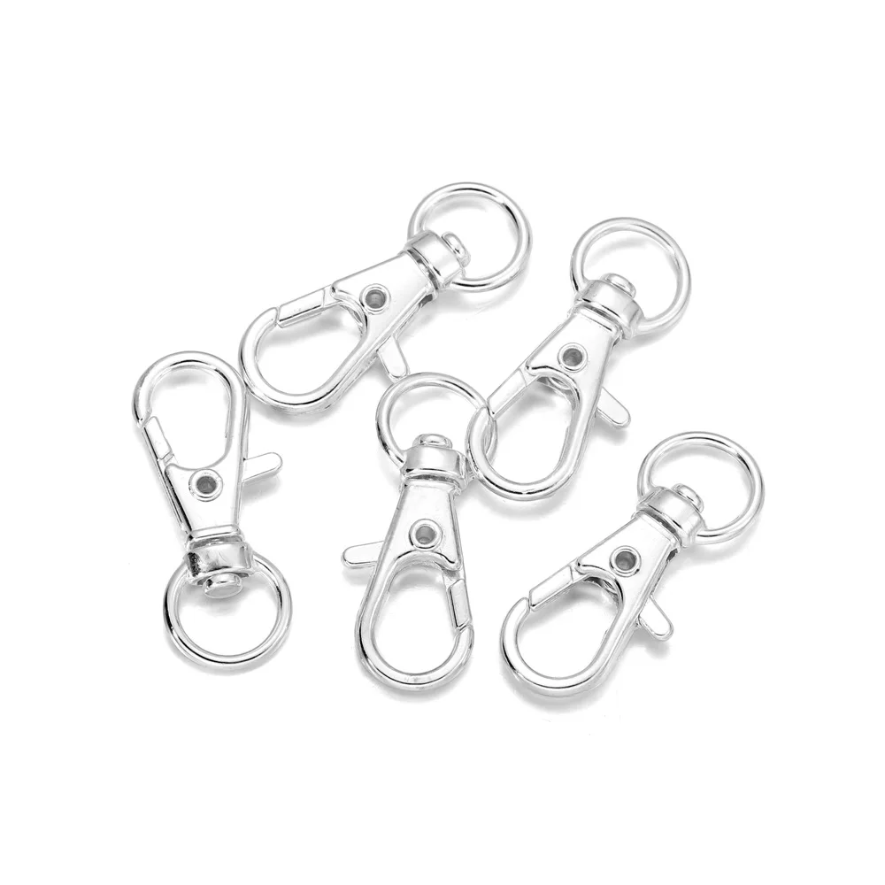 10Pcs/Lot Swivel Lobster Clasp Hooks Keychain Split Key Ring Connector for Bag Belt Dog Chains DIY Jewelry Making Findings