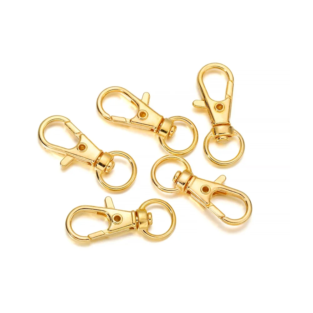 10Pcs/Lot Swivel Lobster Clasp Hooks Keychain Split Key Ring Connector for Bag Belt Dog Chains DIY Jewelry Making Findings