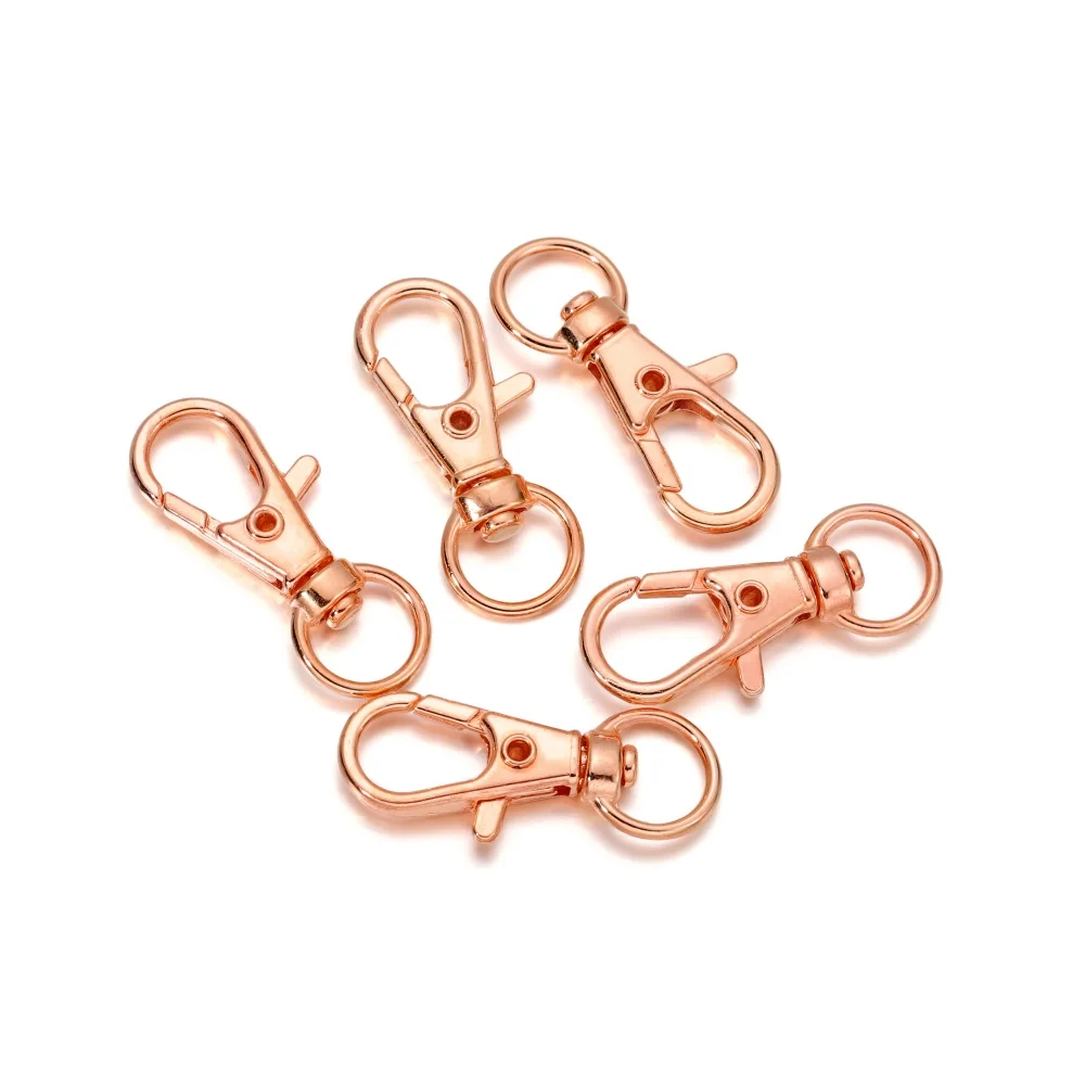10Pcs/Lot Swivel Lobster Clasp Hooks Keychain Split Key Ring Connector for Bag Belt Dog Chains DIY Jewelry Making Findings