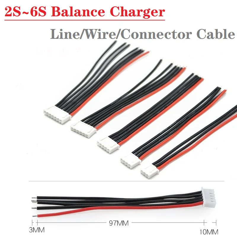 1s 2s 3s 4s 5s 6s 22AWG Cable 10CM (100MM) RC Lipo Battery Charger Wiring 7.4v 11.1v 14.8v 22.2v For IMAX B3 B6 Balance Charger