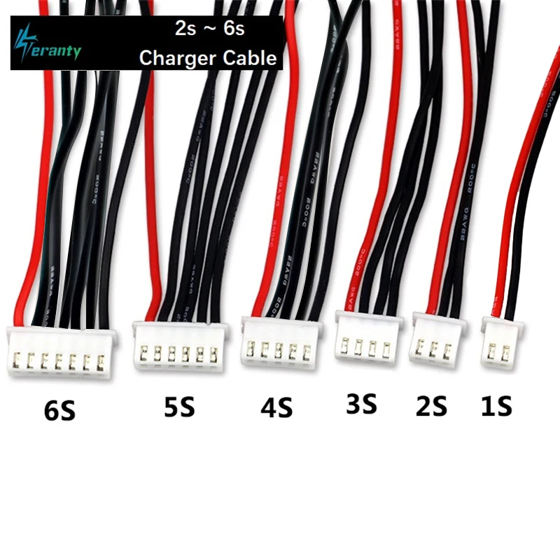 1s 2s 3s 4s 5s 6s 22AWG Cable 10CM (100MM) RC Lipo Battery Charger Wiring 7.4v 11.1v 14.8v 22.2v For IMAX B3 B6 Balance Charger