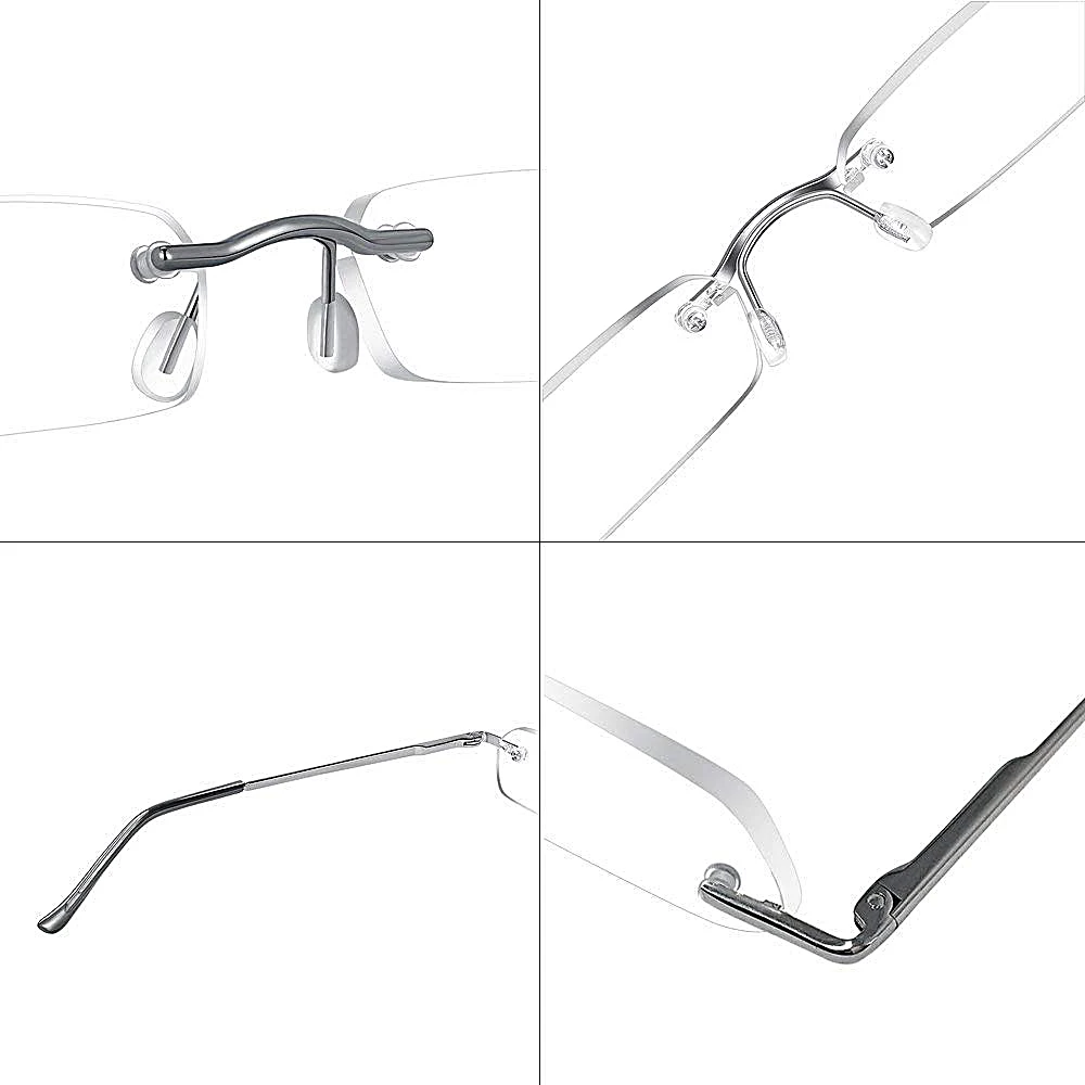 Premium Frameless Reading Glasses for Travel Spiral Metallic Tube Case Spring Hinges Lightweight for Men & Women