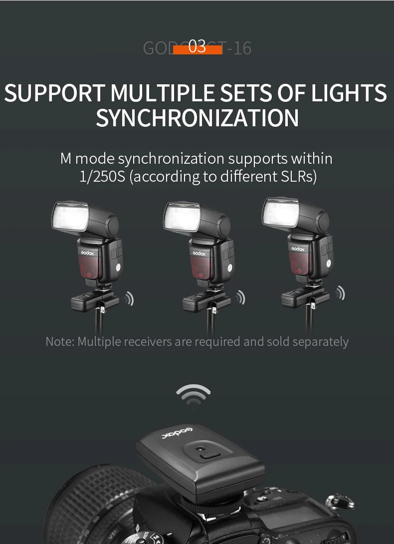 Godox CT-16 16 Channels Wireless Radio Flash Trigger Transmitter + Receiver Set for Canon Nikon Pentax Studio Speedlite Flash