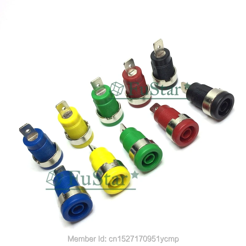 10Pcs Insulated Safety 4mm Banana Female Jack Panel Mount Socket Binding Post Connector Red Black Bluse Green Soldering Lug