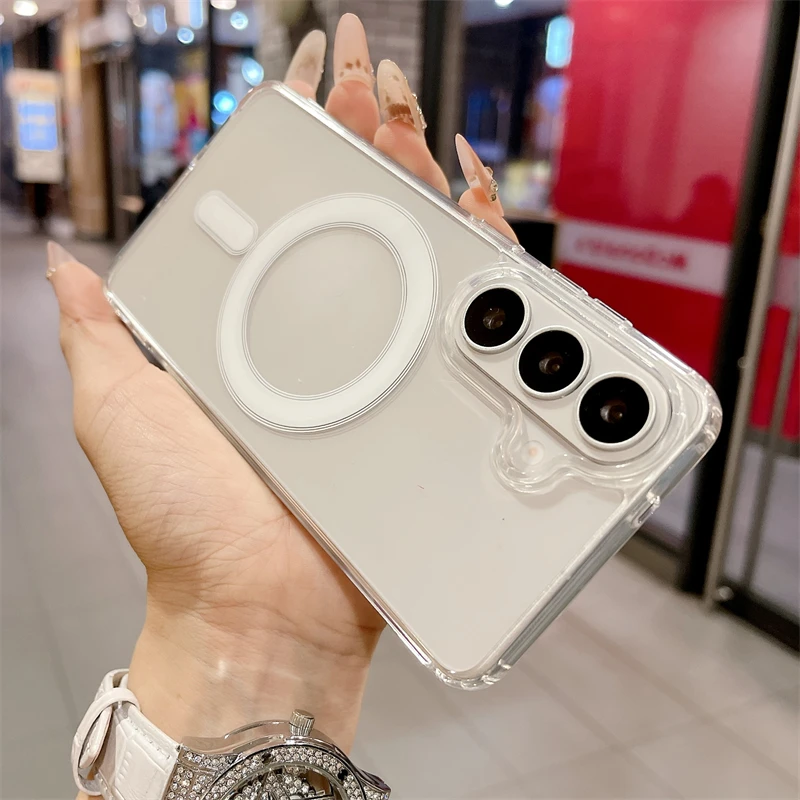 Original For Magsafe Magnetic Clear Case for Samsung Galaxy S26 S25 S24 S21 FE S22 S23 Ultra Plus A17 A16 A55 A36 A07 A54 Cover