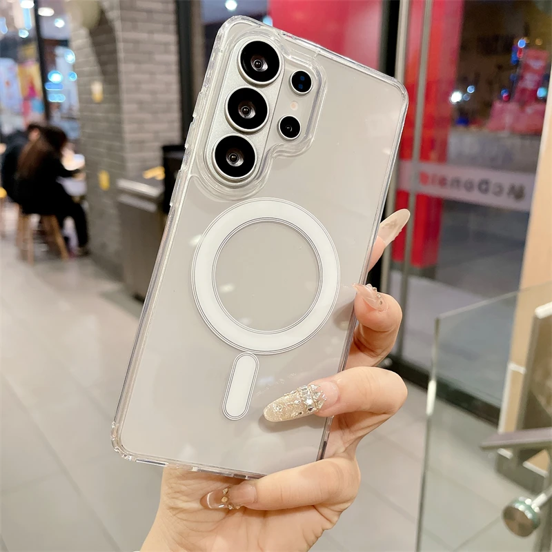 Original For Magsafe Magnetic Clear Case for Samsung Galaxy S26 S25 S24 S21 FE S22 S23 Ultra Plus A17 A16 A55 A36 A07 A54 Cover