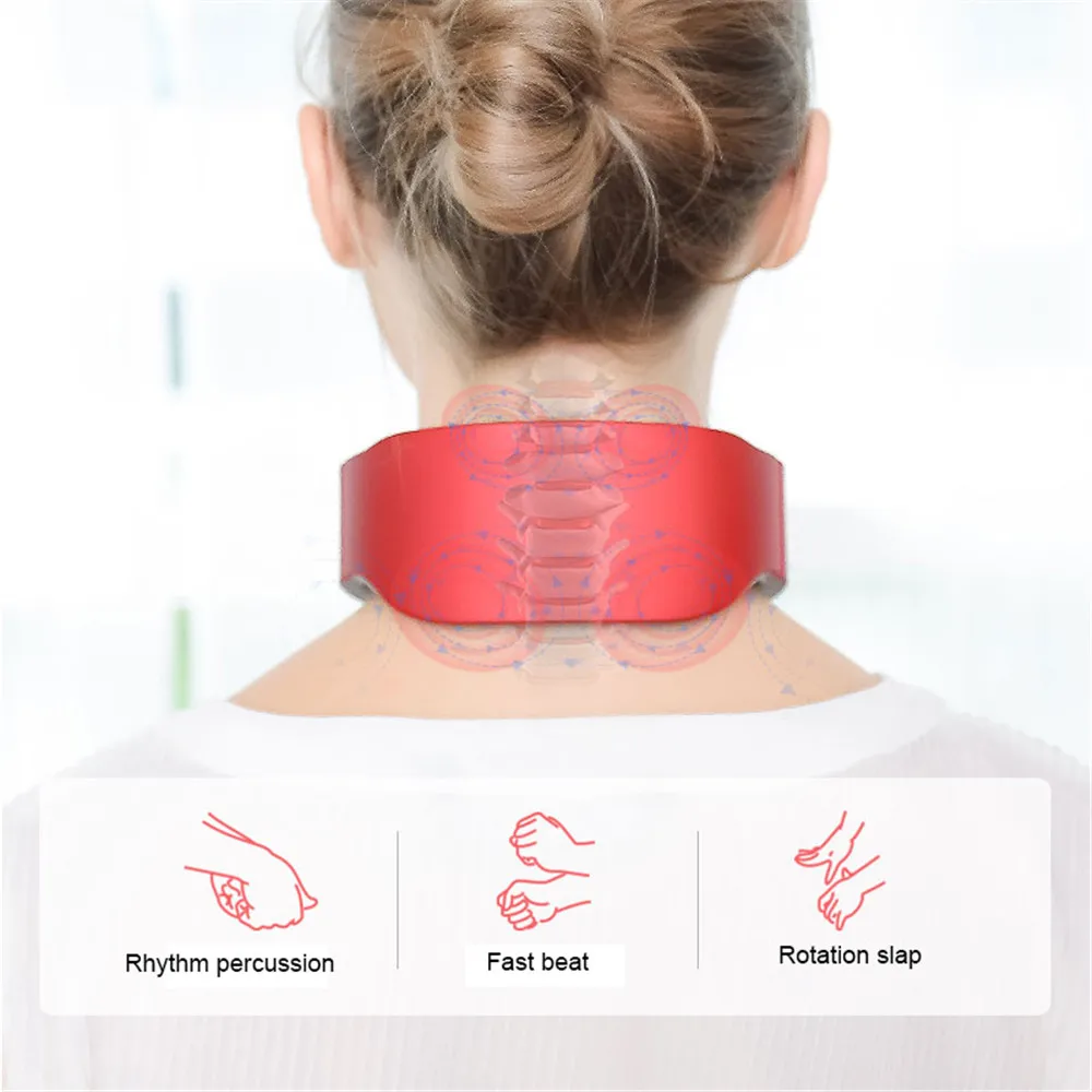 Electric Neck and Shoulder Pulse Massager 6 Mode 9 Levels Adjustable Heat Cervical Vertebra Relax Pain Relief Kneading Machine