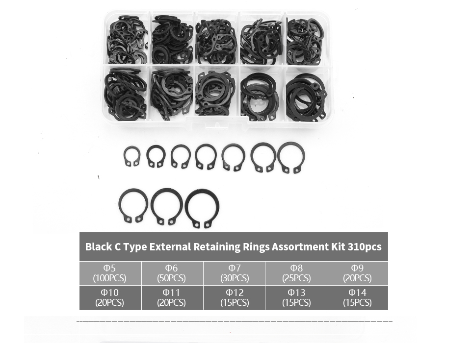 NINDEJIN C clip external circlip snap retaining rings set stainless steel carbon steel 5-28mm circlip set for shaft