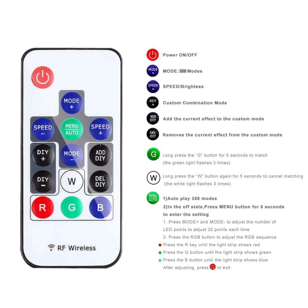 WS2811 WS2812B Led Pixels Strip Light Controller WS2812 USB/DC MINI 3Keys RF 14/17/21Keys Led Tape Remote Controller DC5-24V