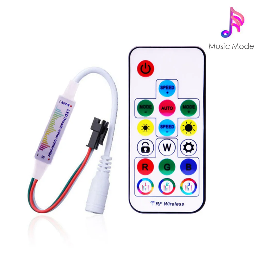 WS2811 WS2812B Led Pixels Strip Light Controller WS2812 USB/DC MINI 3Keys RF 14/17/21Keys Led Tape Remote Controller DC5-24V