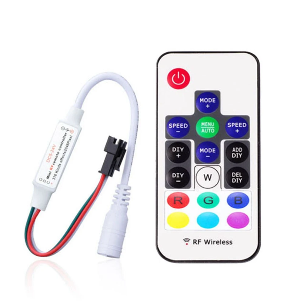 WS2811 WS2812B Led Pixels Strip Light Controller WS2812 USB/DC MINI 3Keys RF 14/17/21Keys Led Tape Remote Controller DC5-24V