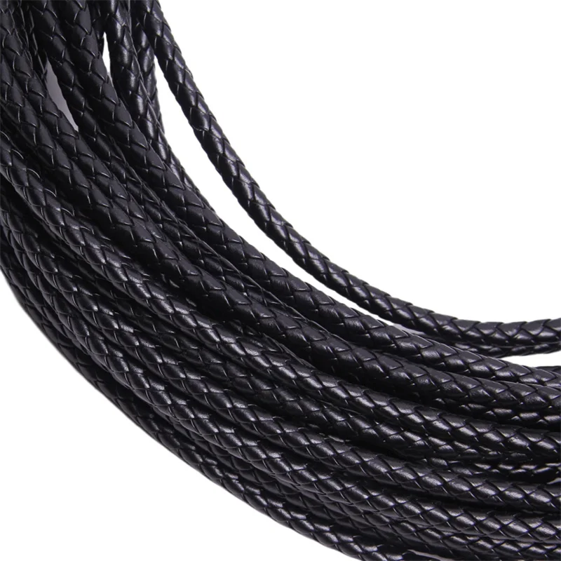 5m 3/4/6mm Braided Leather Cord Rope Strip Thread for DIY Pendant Neck Weaving Bracelet Jewelry Making Supplies Crafts Accessory