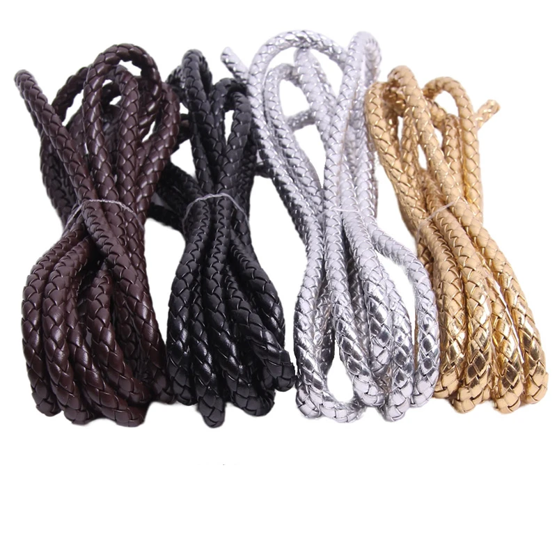 5m 3/4/6mm Braided Leather Cord Rope Strip Thread for DIY Pendant Neck Weaving Bracelet Jewelry Making Supplies Crafts Accessory