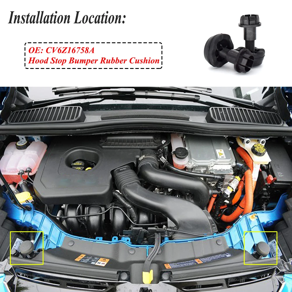 2x For Ford Focus Escape Kuga Edge Endura Transit Connect C-Max Lincoln MKC Hood Stop Rubber Cushion Bumper CV6Z16758A