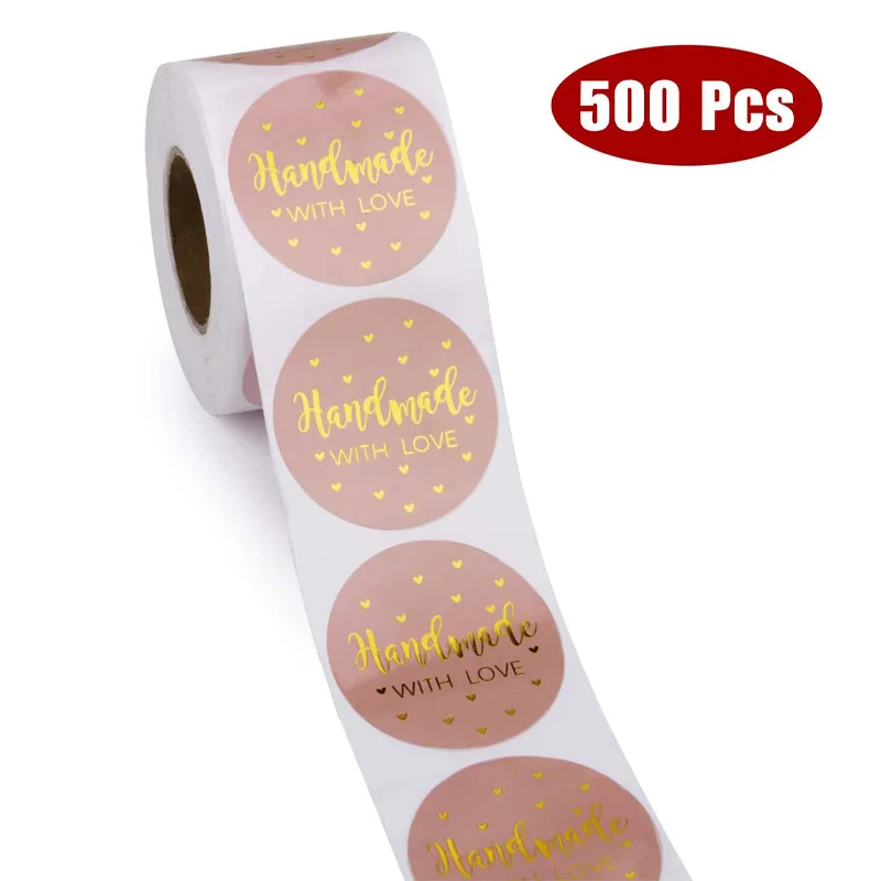 50pcs Round Pink Business Label Stickers Paper Cute Thank You Stickers for Baking Packaging Seal Labels Stationery Stickers