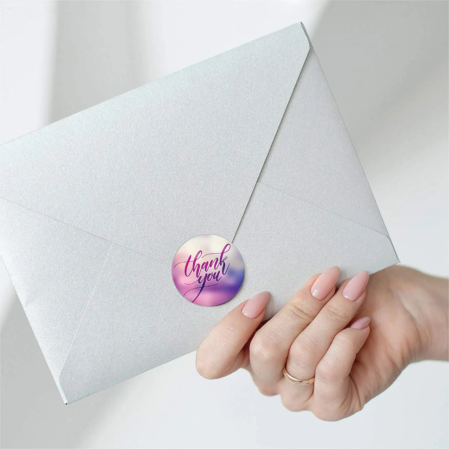 50pcs Round Pink Business Label Stickers Paper Cute Thank You Stickers for Baking Packaging Seal Labels Stationery Stickers