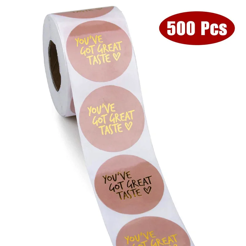 50pcs Round Pink Business Label Stickers Paper Cute Thank You Stickers for Baking Packaging Seal Labels Stationery Stickers