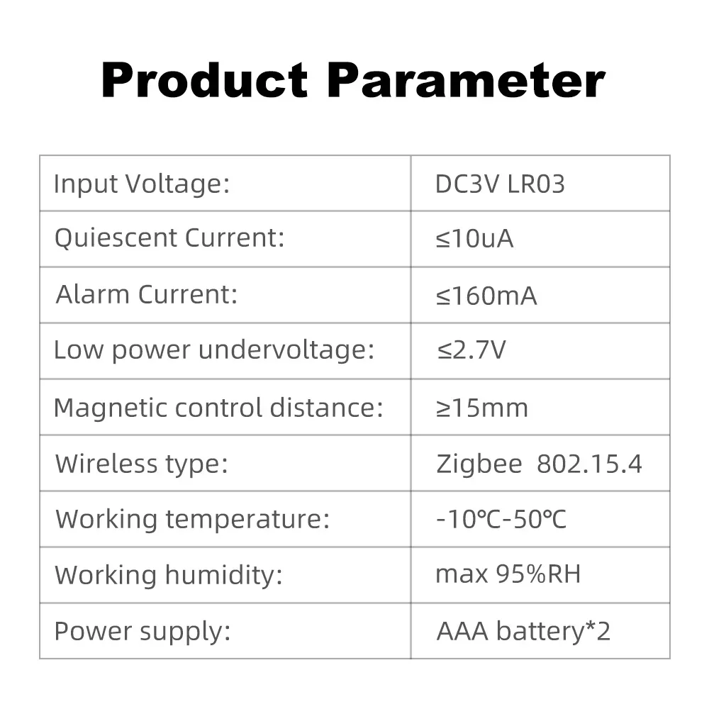 Zigbee Door Sensor Window Contact Sensor Open Closed Detector Smart Home Alarm Security Protection Work with Tuya Hub Smart Life