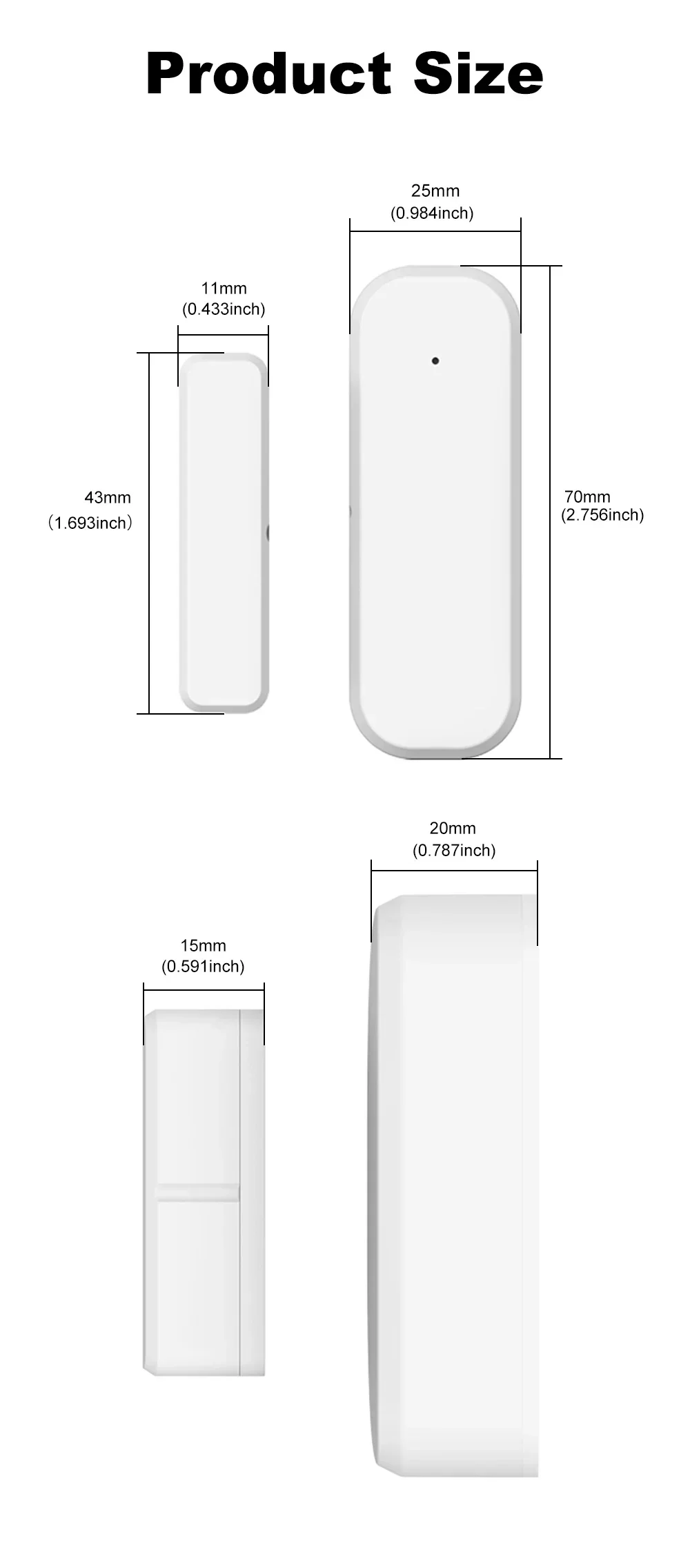 Zigbee Door Sensor Window Contact Sensor Open Closed Detector Smart Home Alarm Security Protection Work with Tuya Hub Smart Life