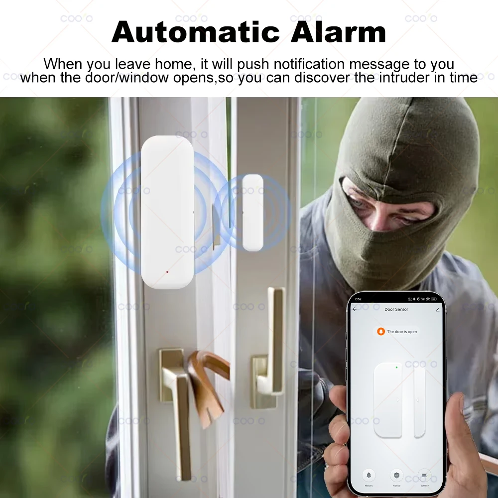 Zigbee Door Sensor Window Contact Sensor Open Closed Detector Smart Home Alarm Security Protection Work with Tuya Hub Smart Life