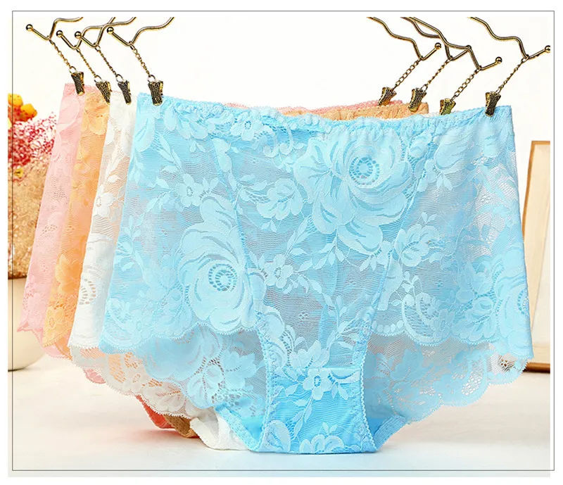 Lencerias sexy lingеrie lace Plus size ropa interior de mujer high waist underwear women cotton crotch comfortable Panties women
