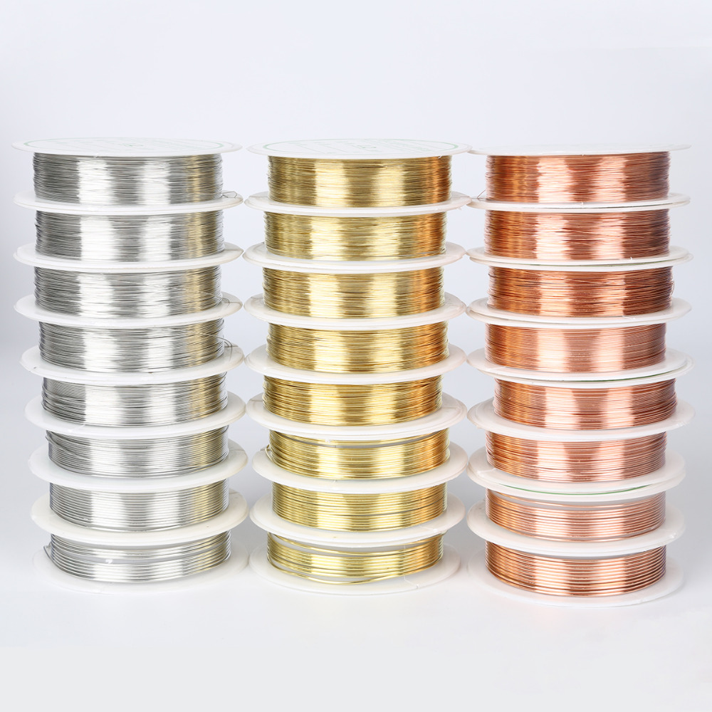 0.2mm 0.3mm 0.4mm 0.8mm 1.0mm Dia 1.5-20m/roll Alloy Copper Wire Silver/Gold/Copper Color Beads Wire Metal For Jewelry Finding