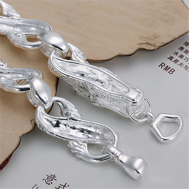 DOTEFFIL 925 Sterling Silver Dragon Cuff Bracelet For Man Women Charm Wedding Engagement Party Fashion Jewelry