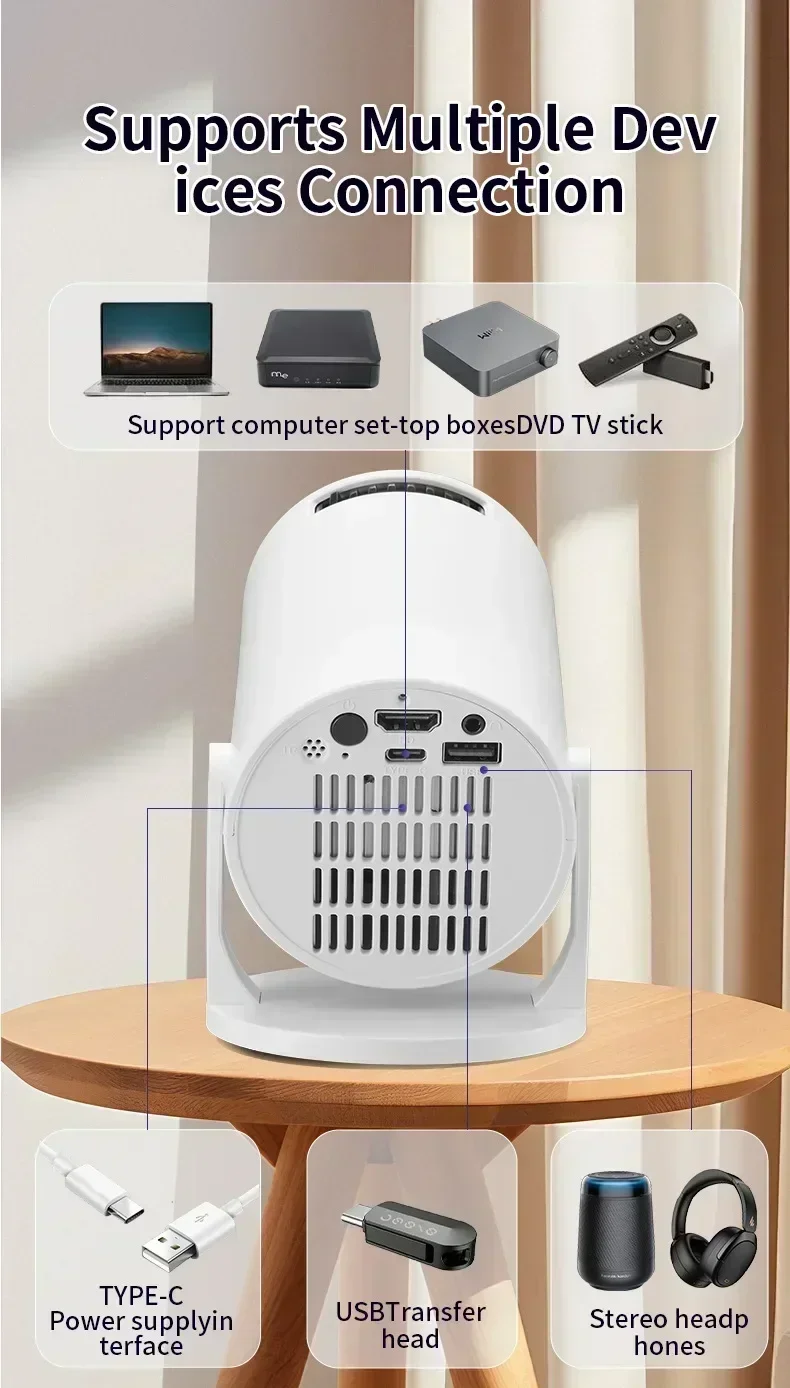 New Projector HY300 4K Android 11 Wifi6 290ANSI Allwinner H713 BT5.0 1080P 1280*720P Cinema Outdoor Portable Projetors