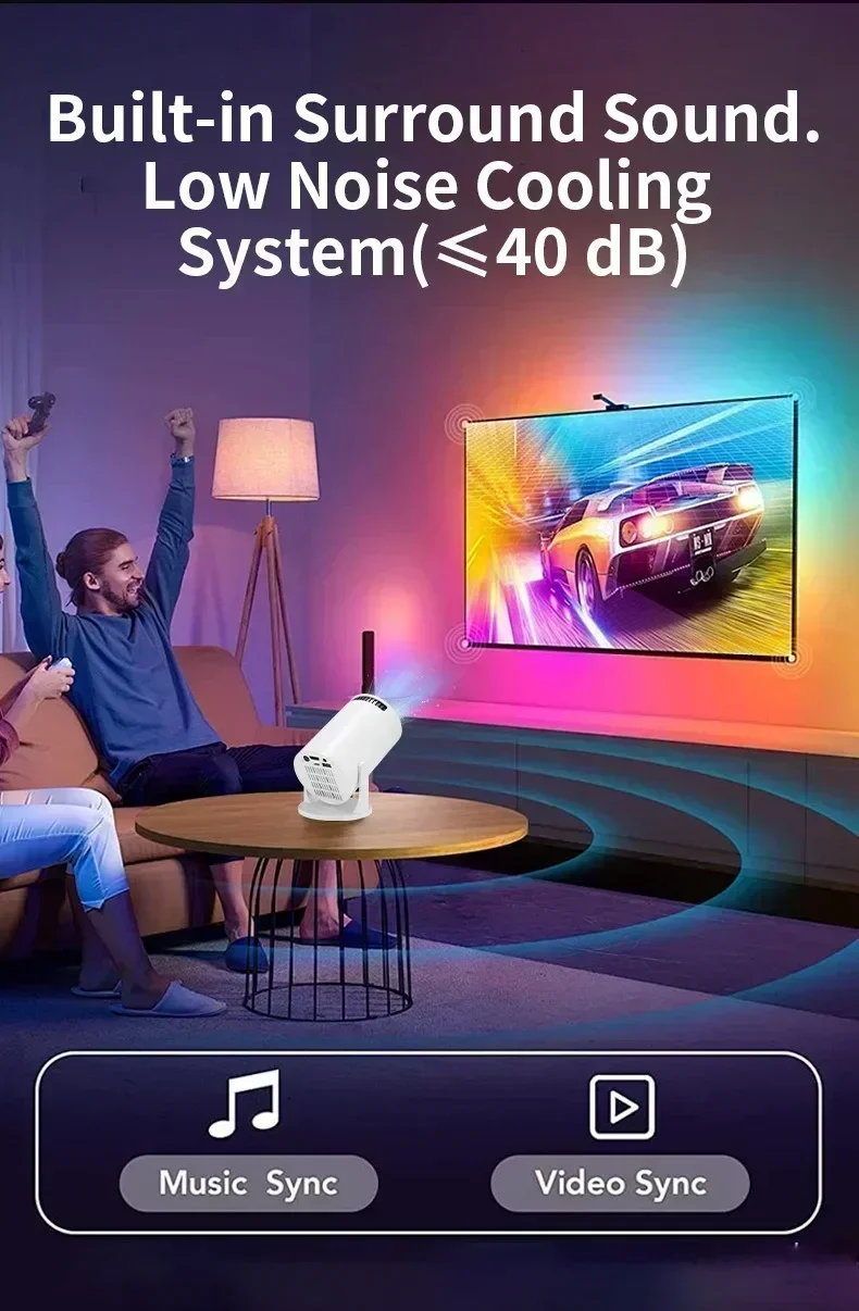 New Projector HY300 4K Android 11 Wifi6 290ANSI Allwinner H713 BT5.0 1080P 1280*720P Cinema Outdoor Portable Projetors