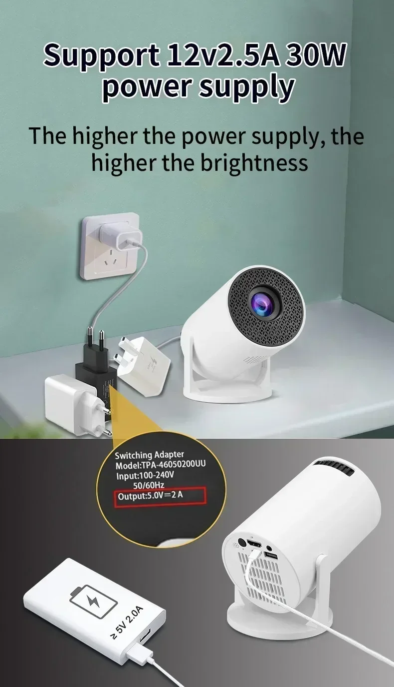 New Projector HY300 4K Android 11 Wifi6 290ANSI Allwinner H713 BT5.0 1080P 1280*720P Cinema Outdoor Portable Projetors