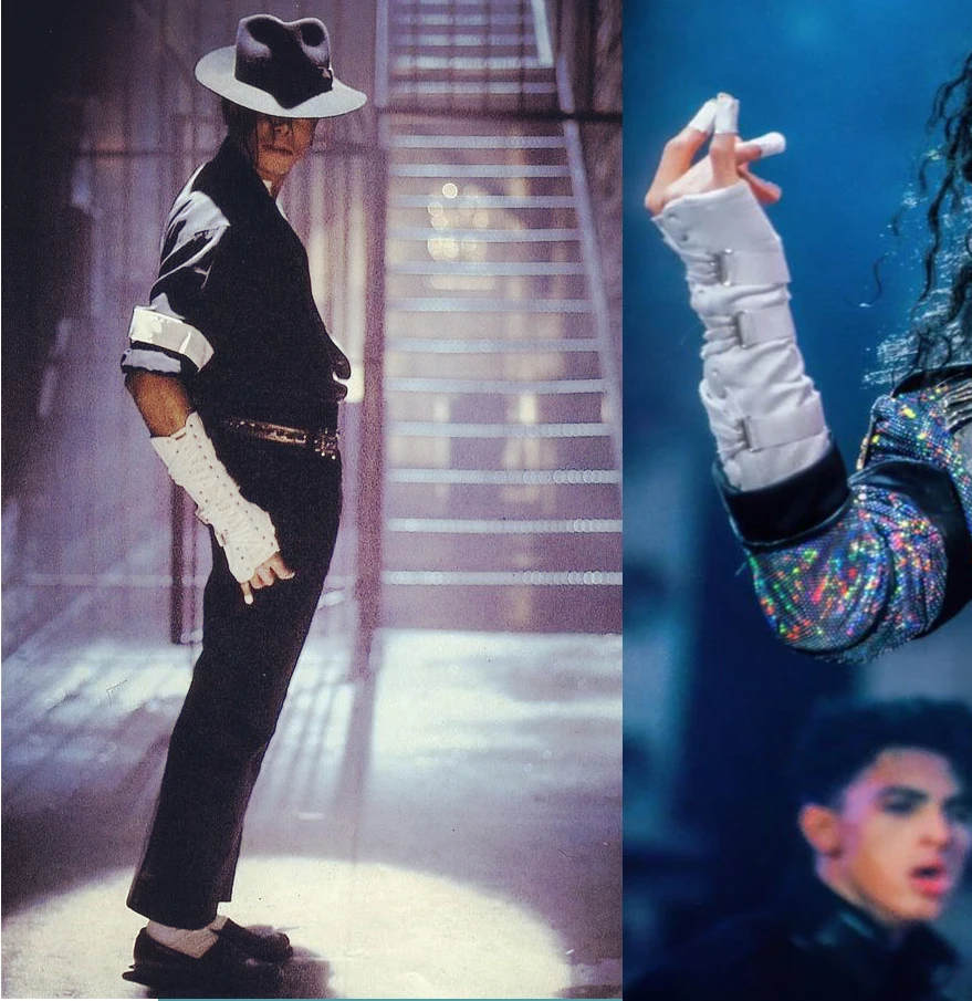 Handmade Punk Rock Concert Michael Jackson Classic Collection Cotton White Back ArmBrace Elbow Glove