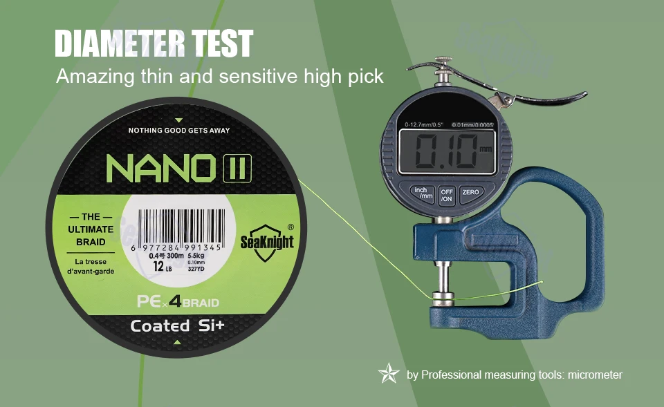 SeaKnight Brand NANO II Series Fishing Lines 300M 100M 4 Weaves Braided Multifilament Seawater-proof UV-proof Si+ Coating 7-15lb