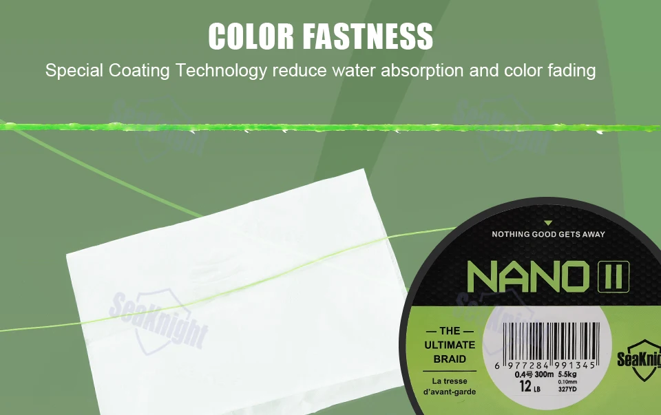 SeaKnight Brand NANO II Series Fishing Lines 300M 100M 4 Weaves Braided Multifilament Seawater-proof UV-proof Si+ Coating 7-15lb