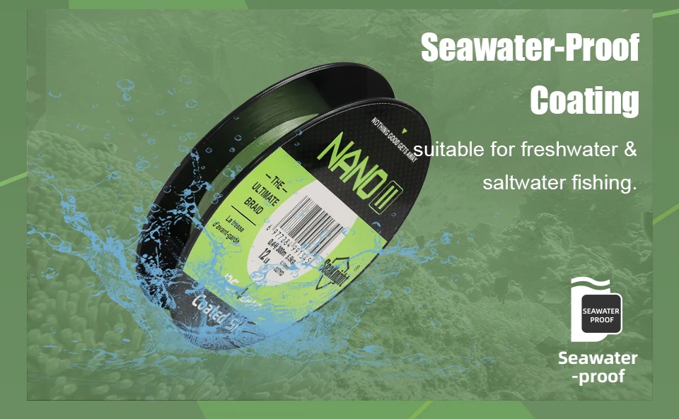 SeaKnight Brand NANO II Series Fishing Lines 300M 100M 4 Weaves Braided Multifilament Seawater-proof UV-proof Si+ Coating 7-15lb