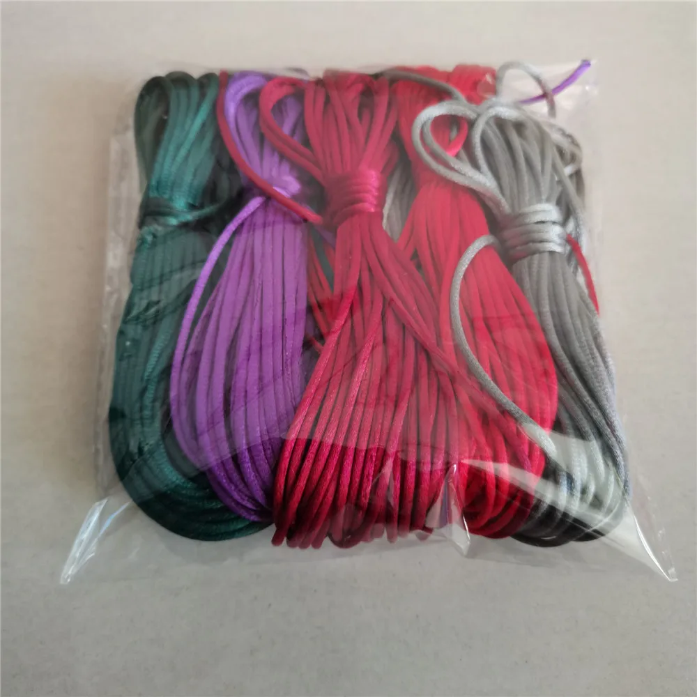 2MM Braided Macrame Silk Macrame Cord Rope Thread Wire DIY Chinese Knot Satin Bracelets Making Findings Beading 10-225Meters