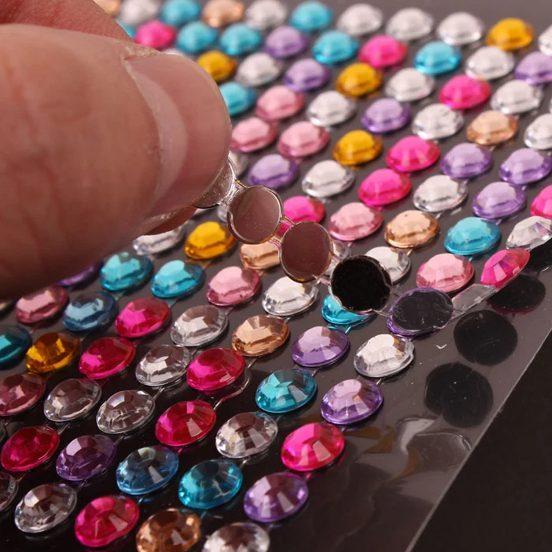 504/900Pcs 4/6mm Self Adhesive Rhinestones Acrylic Rhinestone Stickers DIY Decal Scrapbooking Stickers Kids Rhinestones Applique