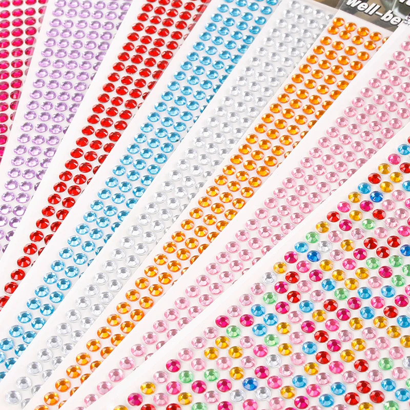 504/900Pcs 4/6mm Self Adhesive Rhinestones Acrylic Rhinestone Stickers DIY Decal Scrapbooking Stickers Kids Rhinestones Applique
