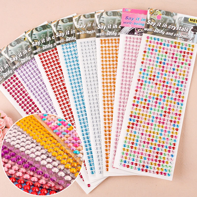 504/900Pcs 4/6mm Self Adhesive Rhinestones Acrylic Rhinestone Stickers DIY Decal Scrapbooking Stickers Kids Rhinestones Applique