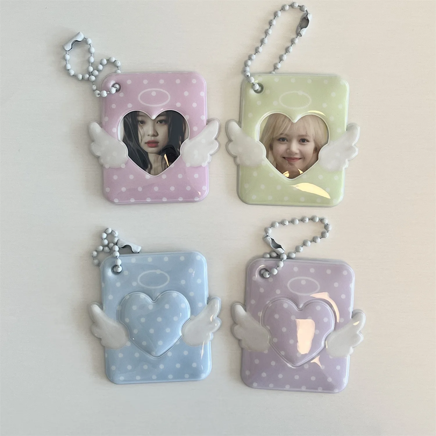 INS Korean Style Photo Card Holder Cute 1 inch ID Photo Storage Display Pendant Keychain Ornaments Star Chasing Girl Gift