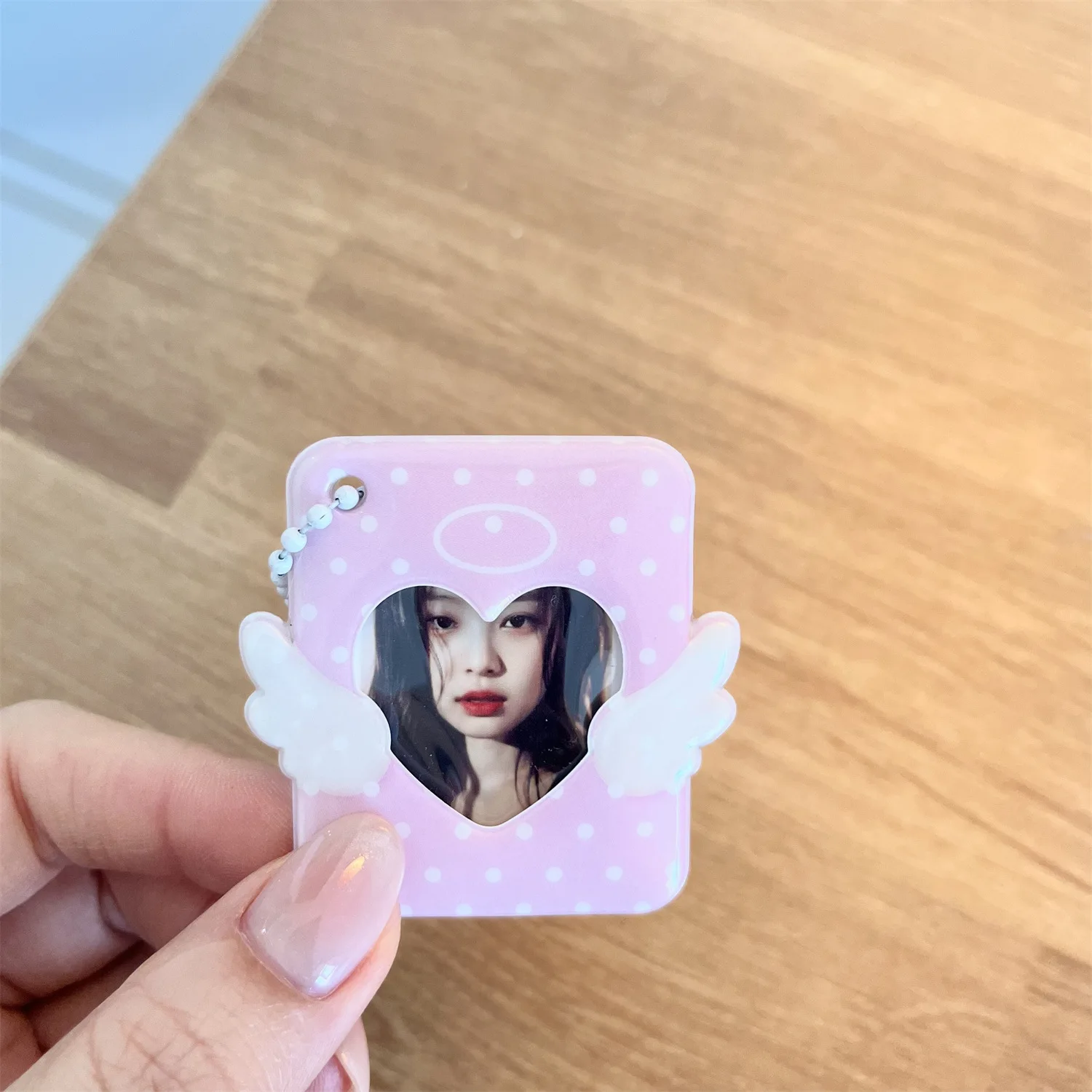 INS Korean Style Photo Card Holder Cute 1 inch ID Photo Storage Display Pendant Keychain Ornaments Star Chasing Girl Gift