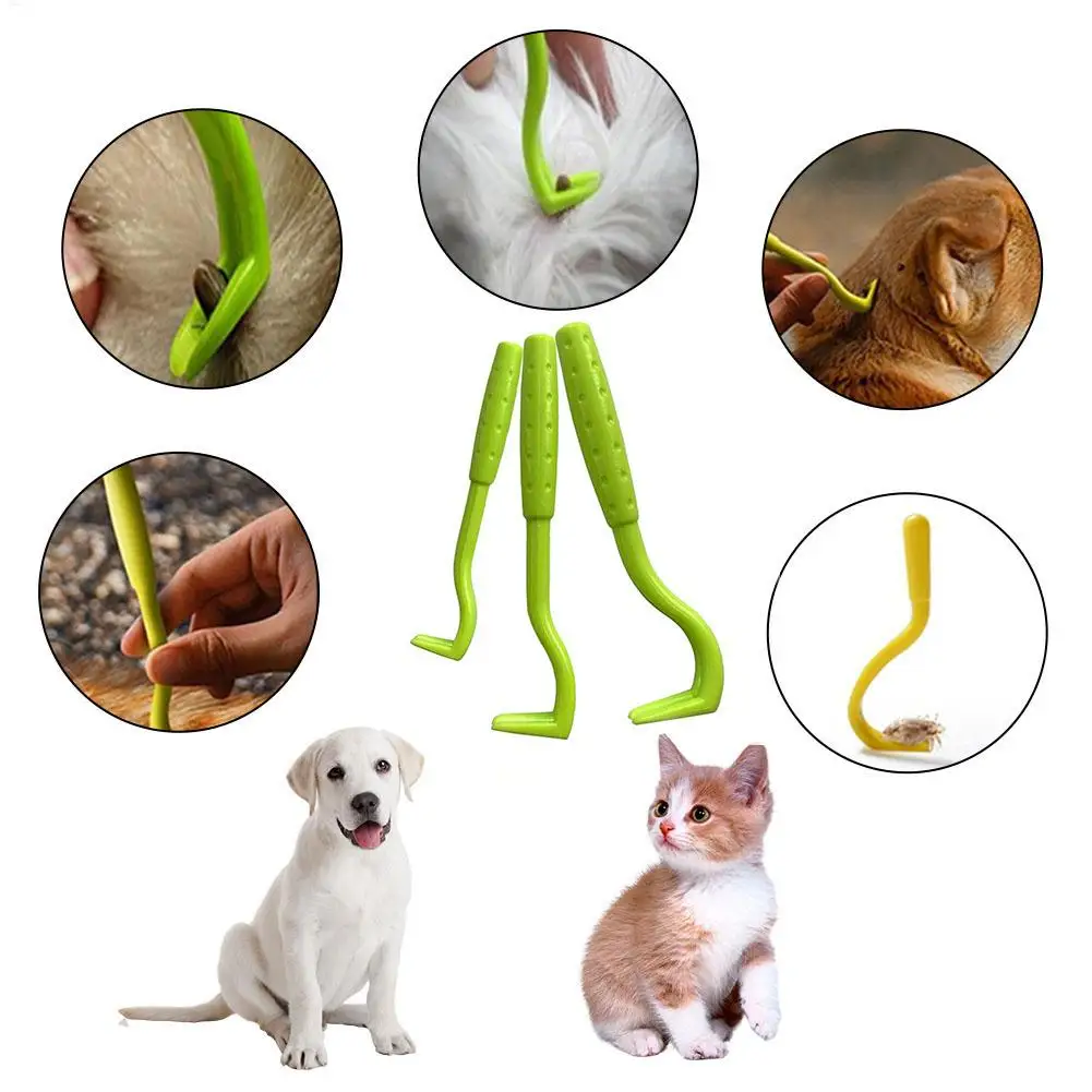 3pcs Remover Tweezer Tick Flea Remover Hook Tick Pull Pet Cat Dog Tick Clamp Accessories Pet Mite Flea Extractor Dog Accessory