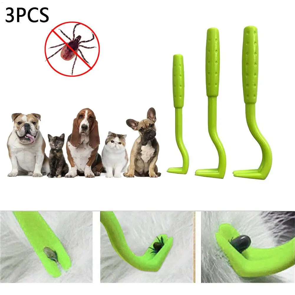 3pcs Remover Tweezer Tick Flea Remover Hook Tick Pull Pet Cat Dog Tick Clamp Accessories Pet Mite Flea Extractor Dog Accessory