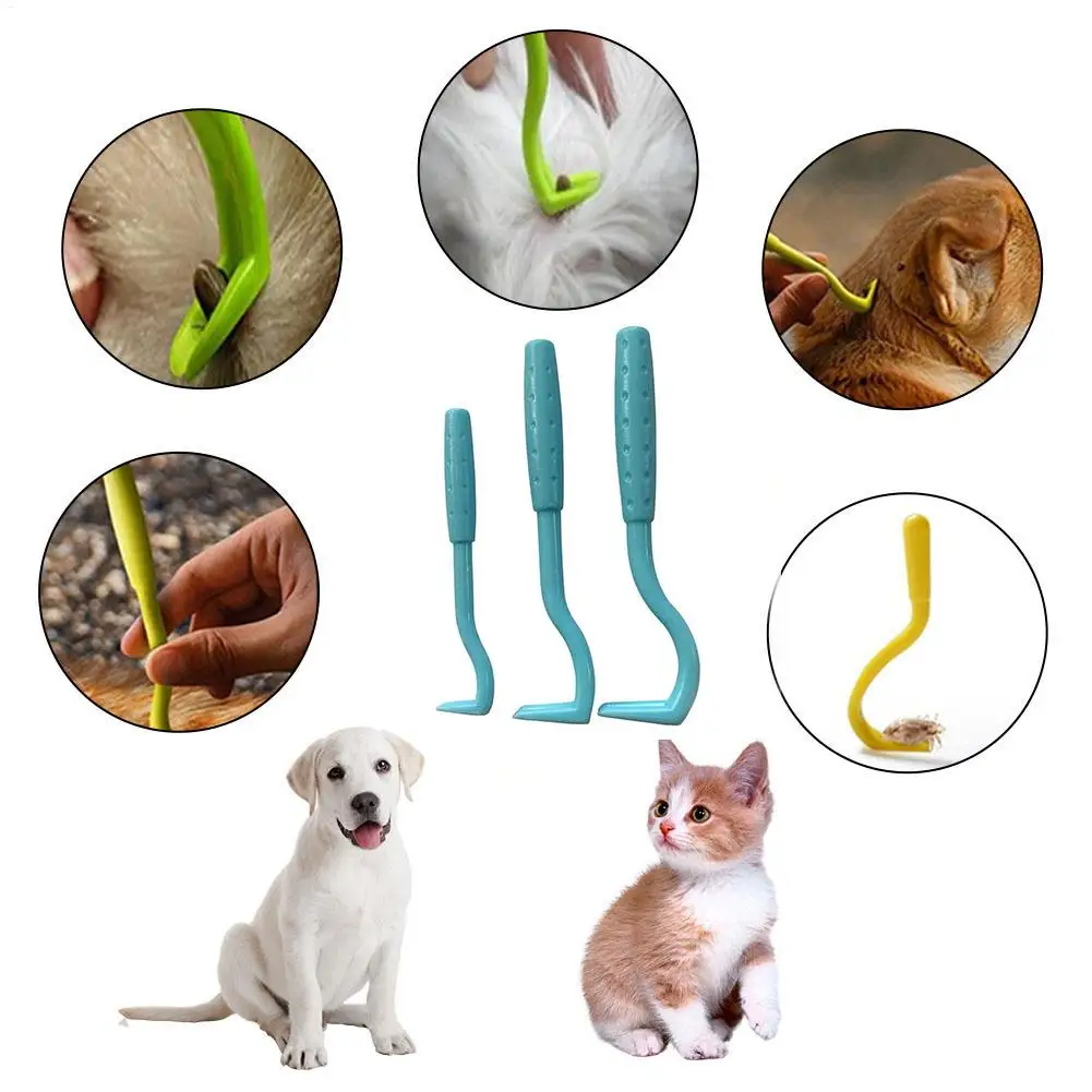 3pcs Remover Tweezer Tick Flea Remover Hook Tick Pull Pet Cat Dog Tick Clamp Accessories Pet Mite Flea Extractor Dog Accessory