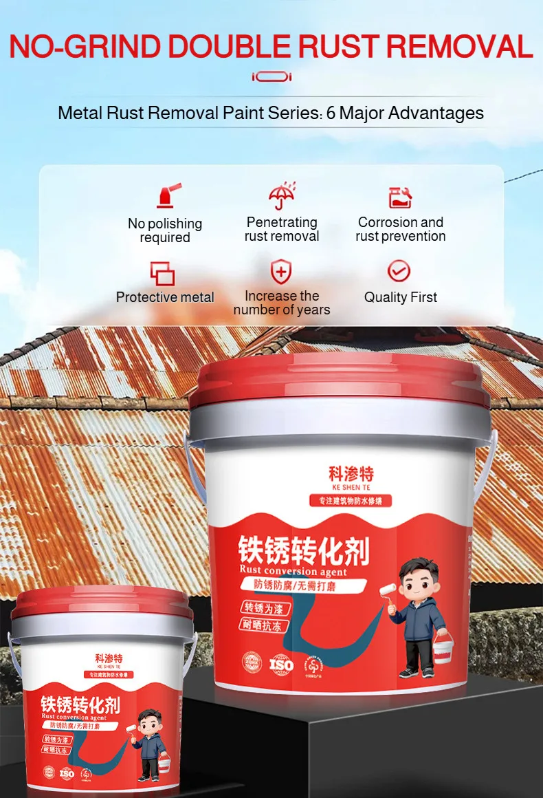 No Grinding Rust Converter Anti-Rust Paint Water-Based Anti-Corrosion Metal Paint for Indoor OutdoorDoor Window Fence Refurbish