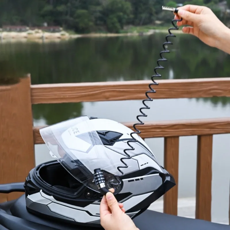 Motorcycle Bicycle Anti-Theft Chain 4-Digit Password Combination Helmet Lock Safety Portable Cable Lock Durable Wire Rope